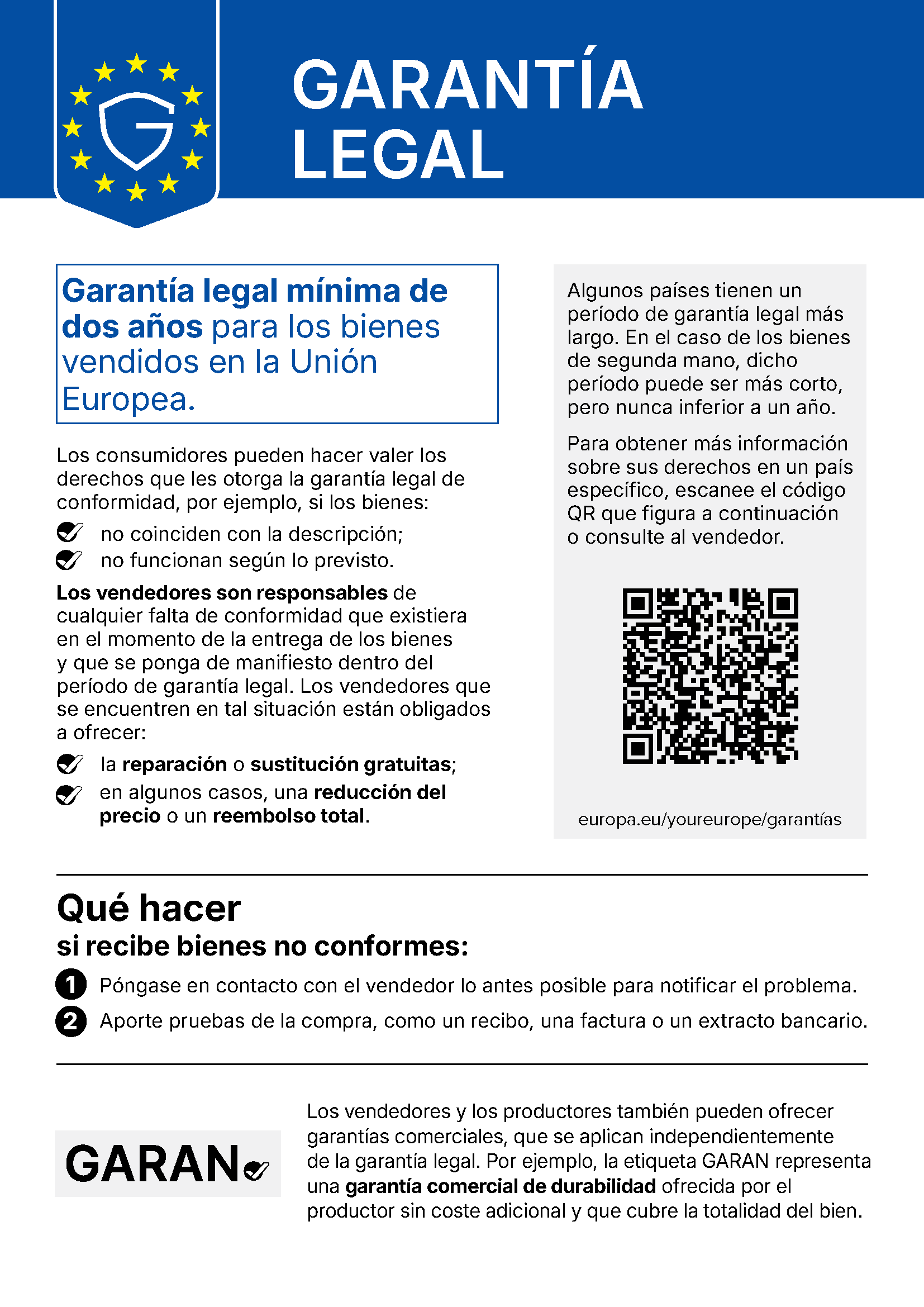 Sus derechos de garantía legal
